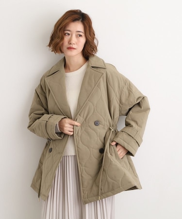 キルティングPコートジャケット