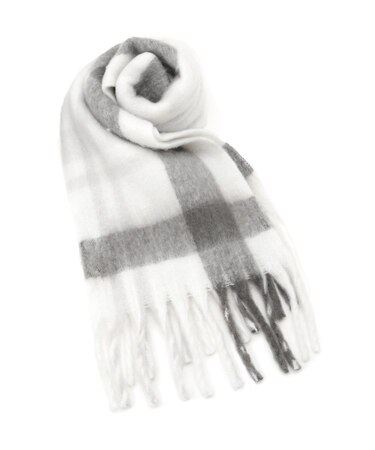 ボリュームフリンジチェックマフラー