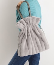 ストライプエコファー巾着トート