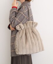 ストライプエコファー巾着トート