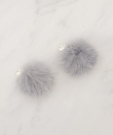 リバーシブルファーパール調ピアス