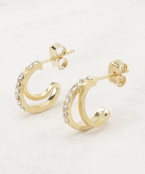 パール調ビジューフープデザインピアス