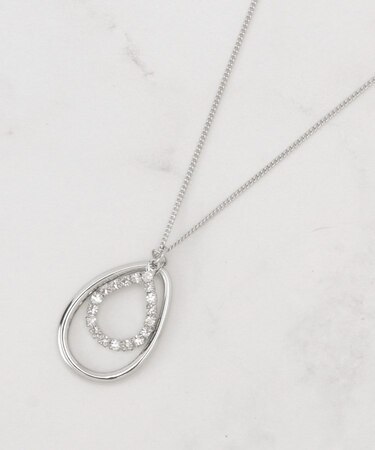 しずくメタルビジューリングネックレス