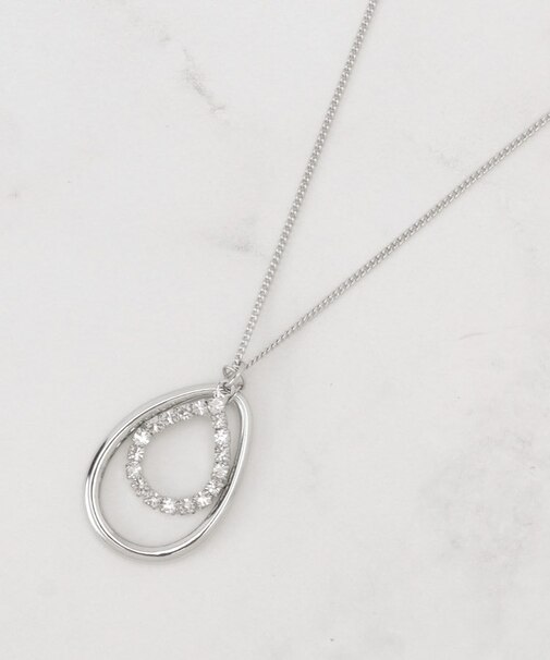 しずくメタルビジューリングネックレス