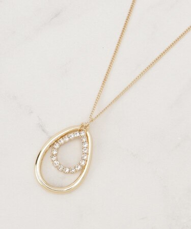 しずくメタルビジューリングネックレス