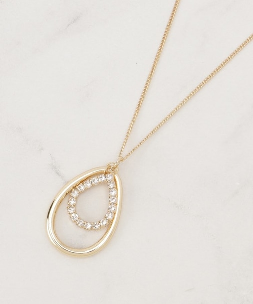 しずくメタルビジューリングネックレス