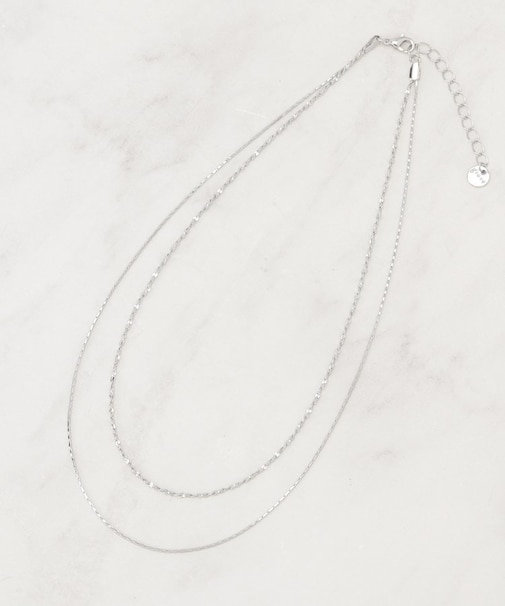 2連キラキラデザインチェーンネックレス