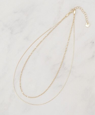 2連キラキラデザインチェーンネックレス