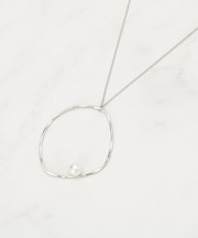 メタルビッグリングフェイクパールネックレス