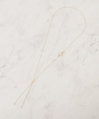 パール調メタルY字アジャスタブルネックレス