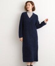 一枚でレイヤードコーデ完成！ブークレーニットワンピース