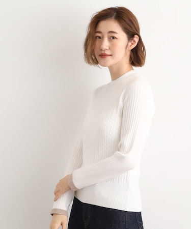 袖口配色リブニット