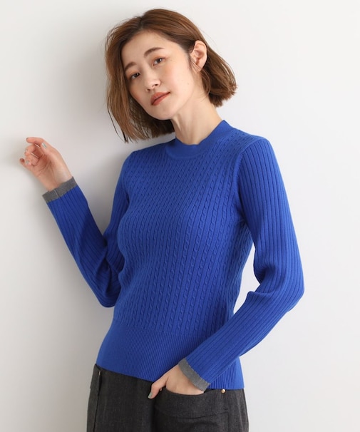 袖口配色リブニット