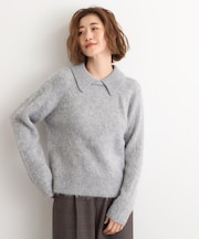 異素材ビッグカラーニット