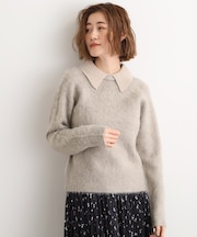 異素材ビッグカラーニット