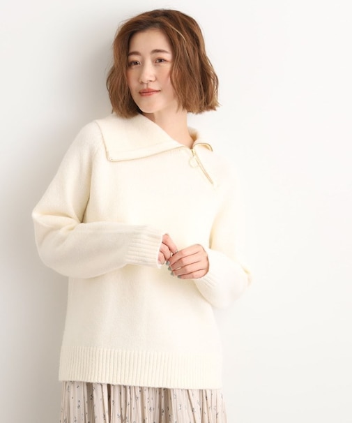 サイドジップカラーニットプルオーバー