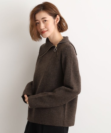 サイドジップカラーニットプルオーバー