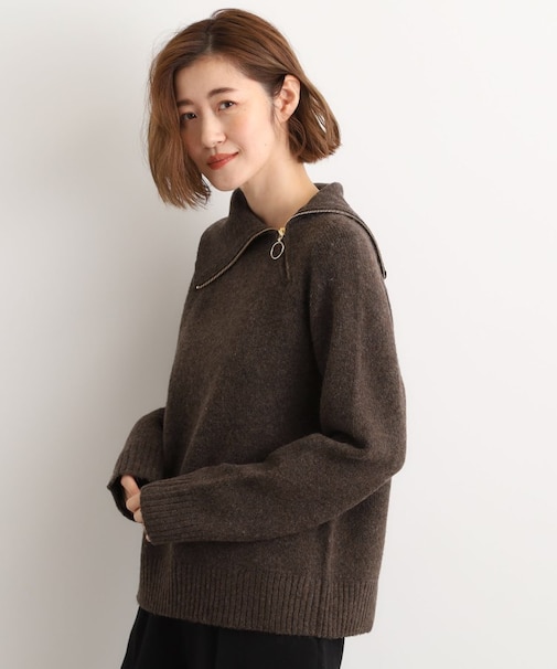 サイドジップカラーニットプルオーバー