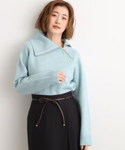 サイドジップカラーニットプルオーバー