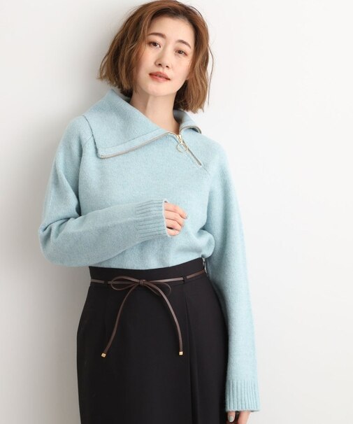 サイドジップカラーニットプルオーバー