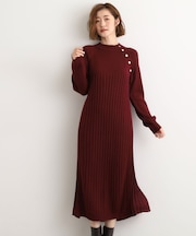 【選べる着丈】配色サイドプリーツニットワンピース