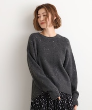 華やぎ冬ニット ミニスパンコールフェザーニット