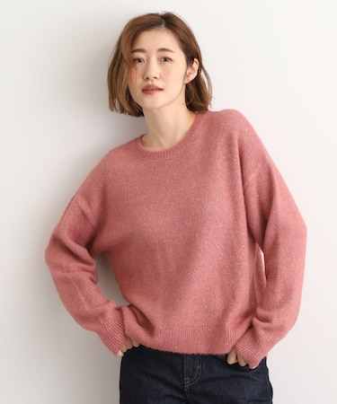 華やぎ冬ニット　ミニスパンコールフェザーニット