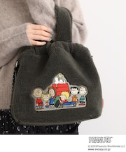 【PEANUTS】ボア巾着トート