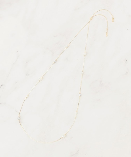 飛ばしパール調アジャスタブルネックレス