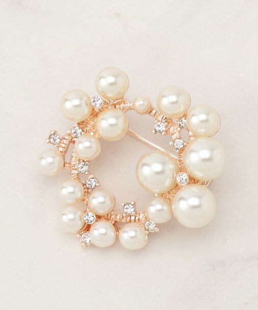 ラウンドパール調ブローチ