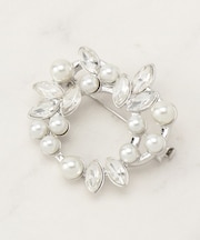 リーフビジューパール調ブローチ