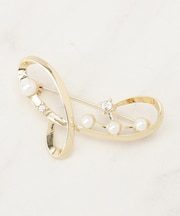 パール調ビジューブローチ