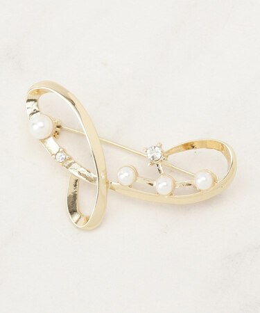 パール調ビジューブローチ