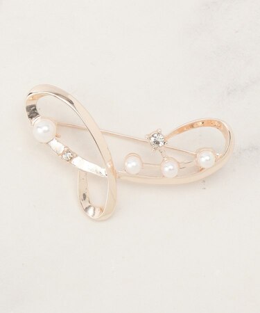 パール調ビジューブローチ