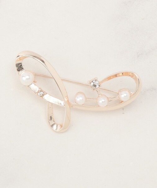 パール調ビジューブローチ