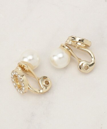 リバーシブルパール調ビジューイヤリング