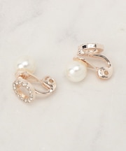 リバーシブルパール調ビジューイヤリング