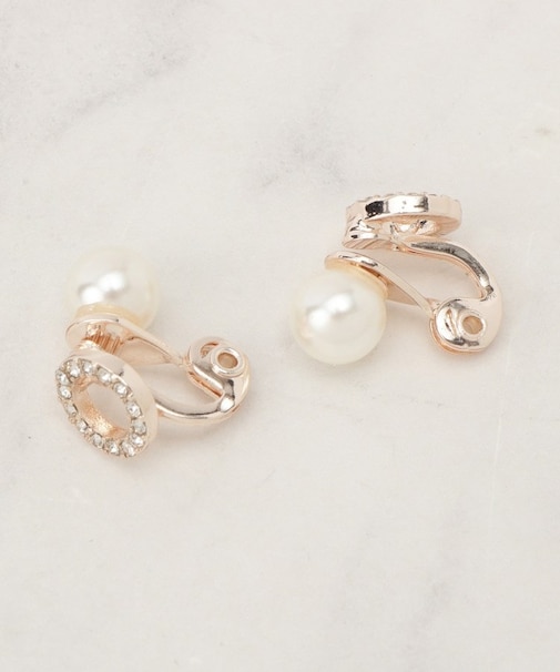 リバーシブルパール調ビジューイヤリング