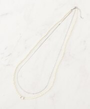 パール調ダイヤレーン2連ネックレス