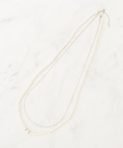 パール調ダイヤレーン2連ネックレス