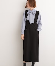 上品さと快適さを両立、美シルエットなハイウエストサス付きスカート