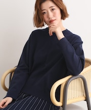 【SETUP可能】冬から春まで心地よく　タック編みオーバーサイズニット