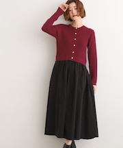 ケーブルニットドッキングワンピース