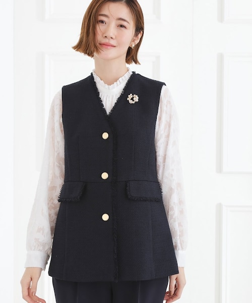 レディースのベスト・ジレ（ブルー）の通販｜&mall（アンドモール