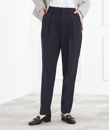 【マシンウォッシュ／防シワ】Wクロステーパードパンツ