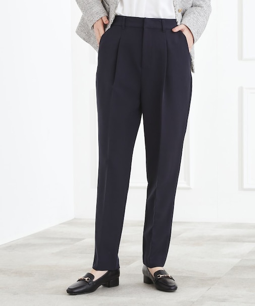 【マシンウォッシュ／防シワ】Wクロステーパードパンツ