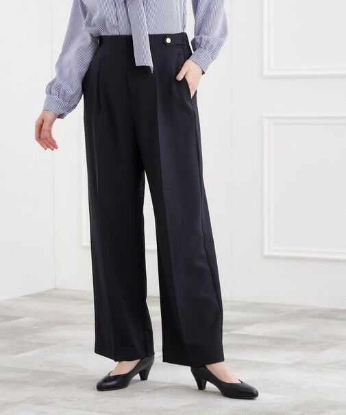 【マシンウォッシュ/防シワ/S-3L】着回しできるカセット服ワイドパンツ