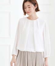 【手洗いOK】パーツ付き裾バルーンブラウス
