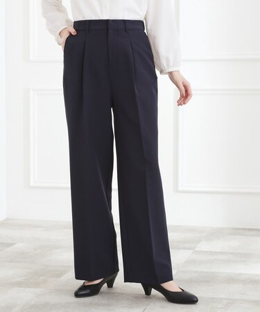 【マシンウォッシュ／防シワ】Wクロスワイドパンツ