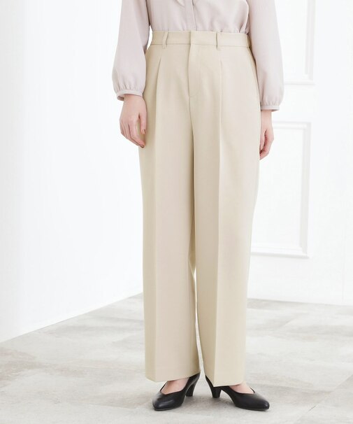 【マシンウォッシュ／防シワ】Wクロスワイドパンツ